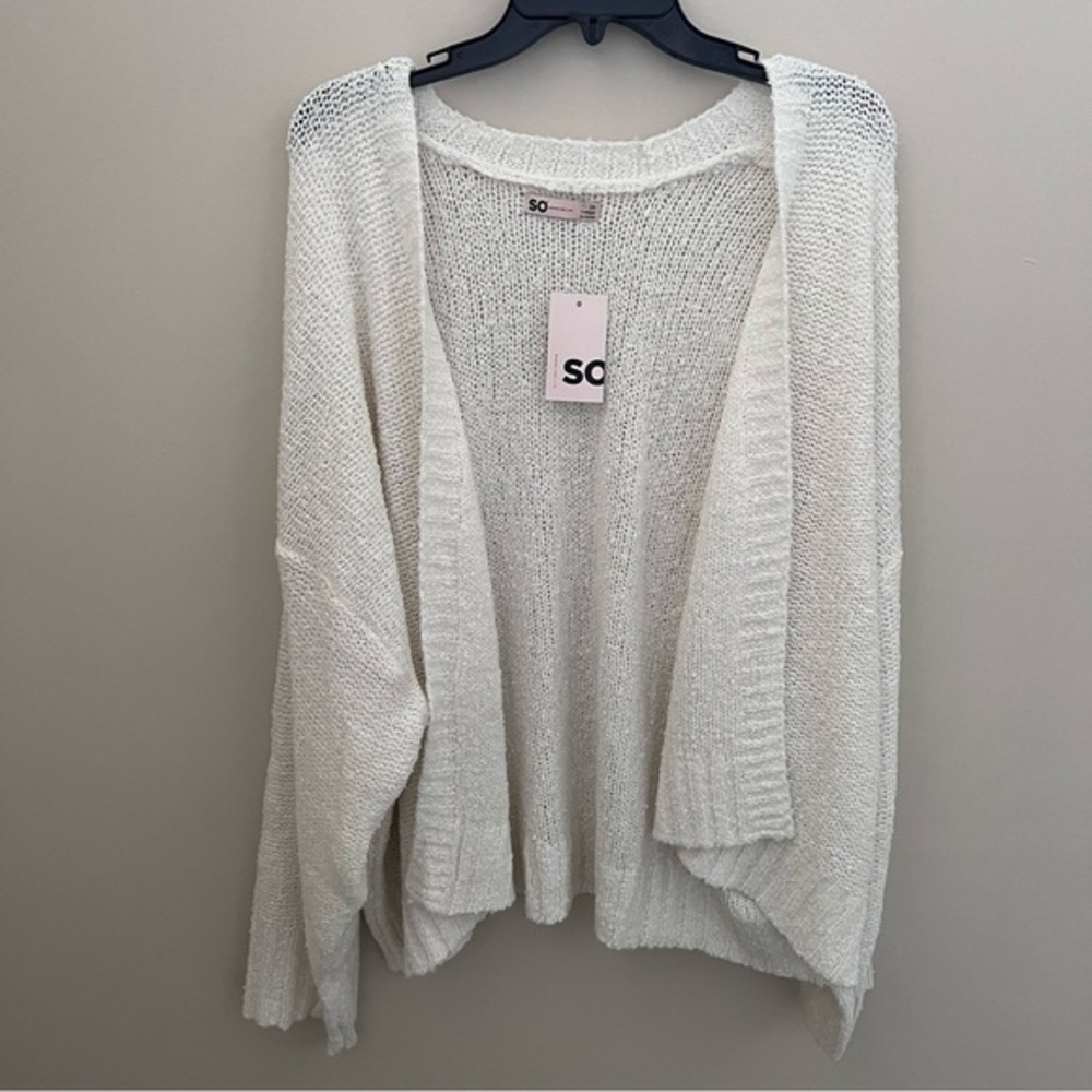 SO Women’s Plus Size Open Front Ivory Off White Sweater Cardigan - Picture 1 of 9